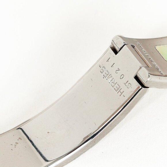 *SOLD* Hermes Clic H Bracelet in Silver Tone and Blue Ciel - Picture 5 of 7